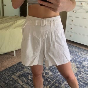 Abercrombie Ultra High Waist Linen Shorts in White
